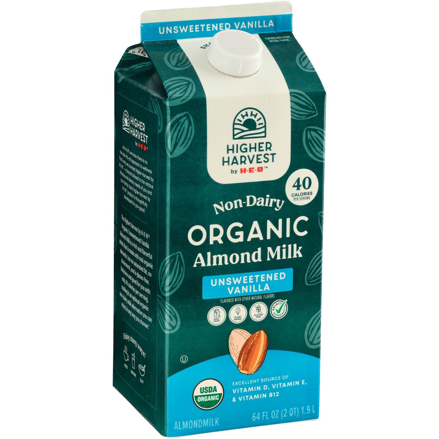 Higher Harvest by H-E-B Organic Non-Dairy Unsweetened Vanilla Almond Milk; image 2 of 2
