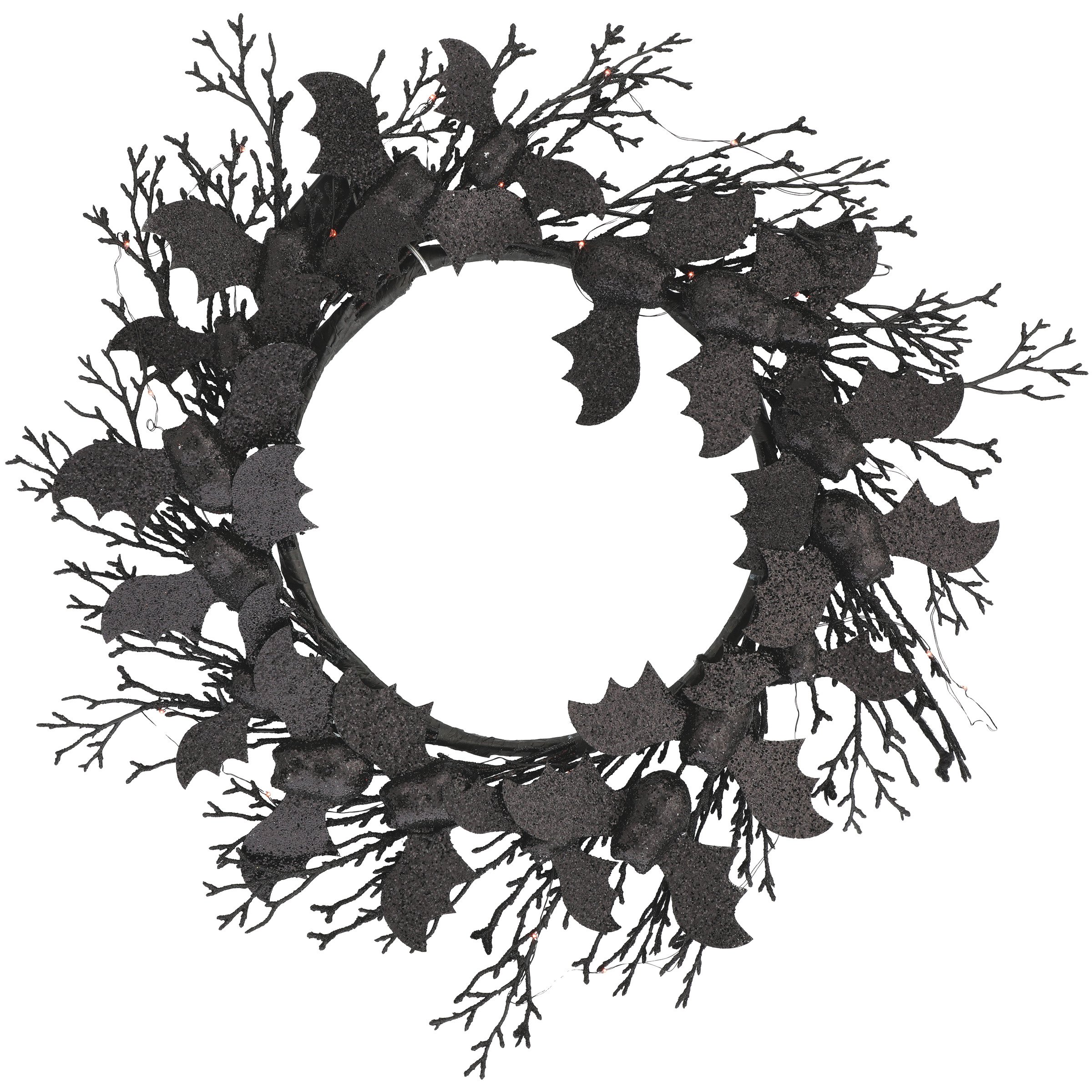 Destination Holiday Black Bats Halloween Wire Wreath with Lights Shop