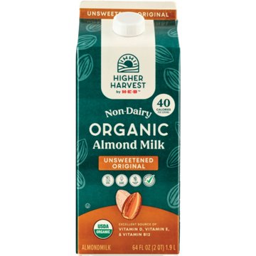 Higher Harvest by H-E-B Organic Non-Dairy Unsweetened Original Almond Milk