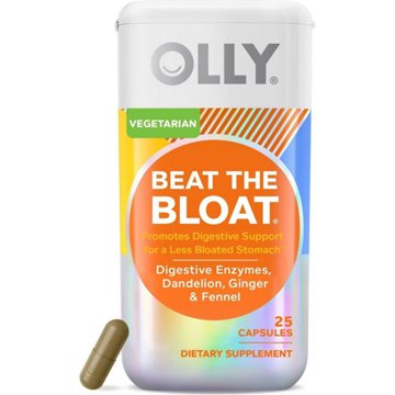 OLLY Beat The Bloat Digestive Enzyme with Ginger Capsules, 25 ct