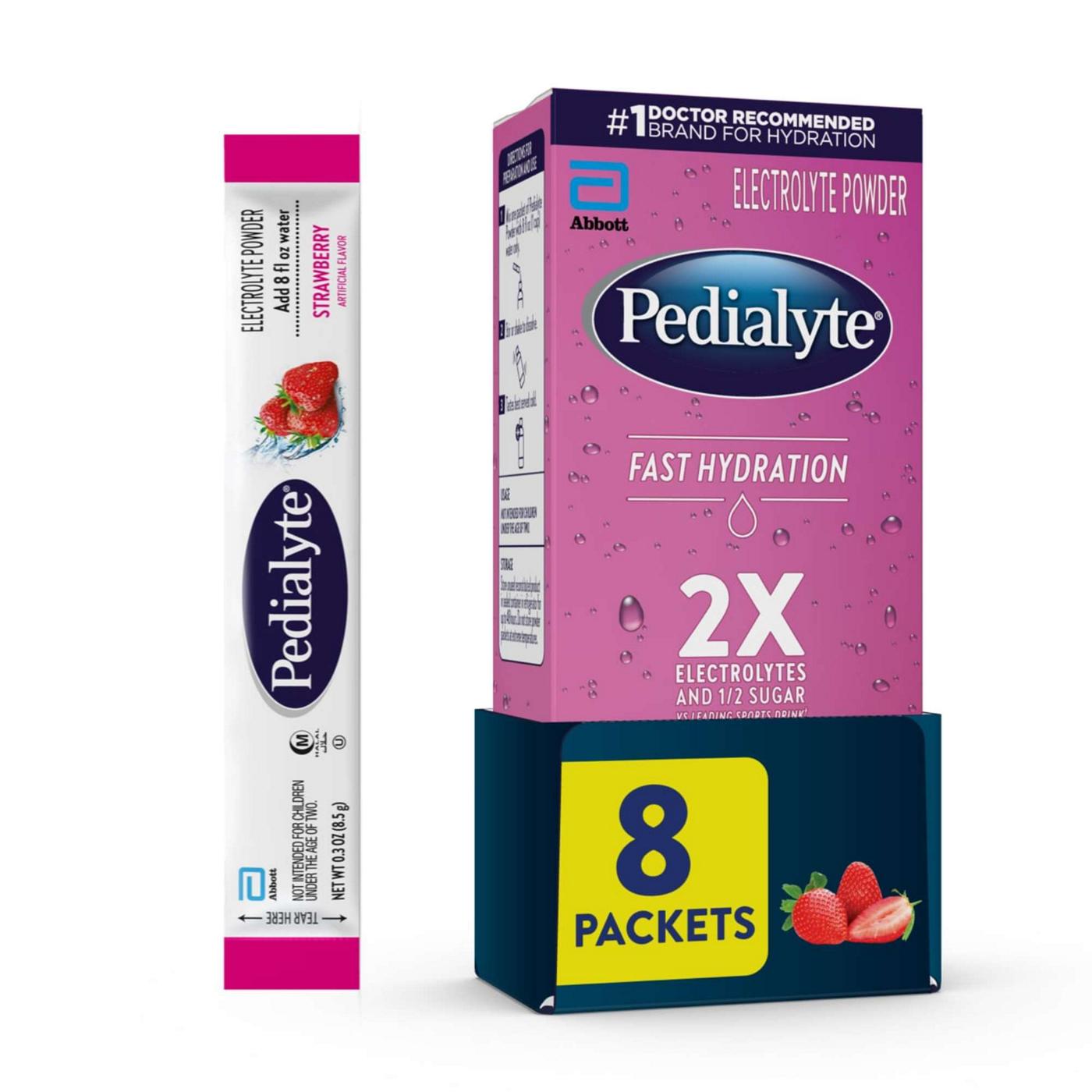 Pedialyte Fast Hydration Electrolyte Packets Strawberry Shop Mixes