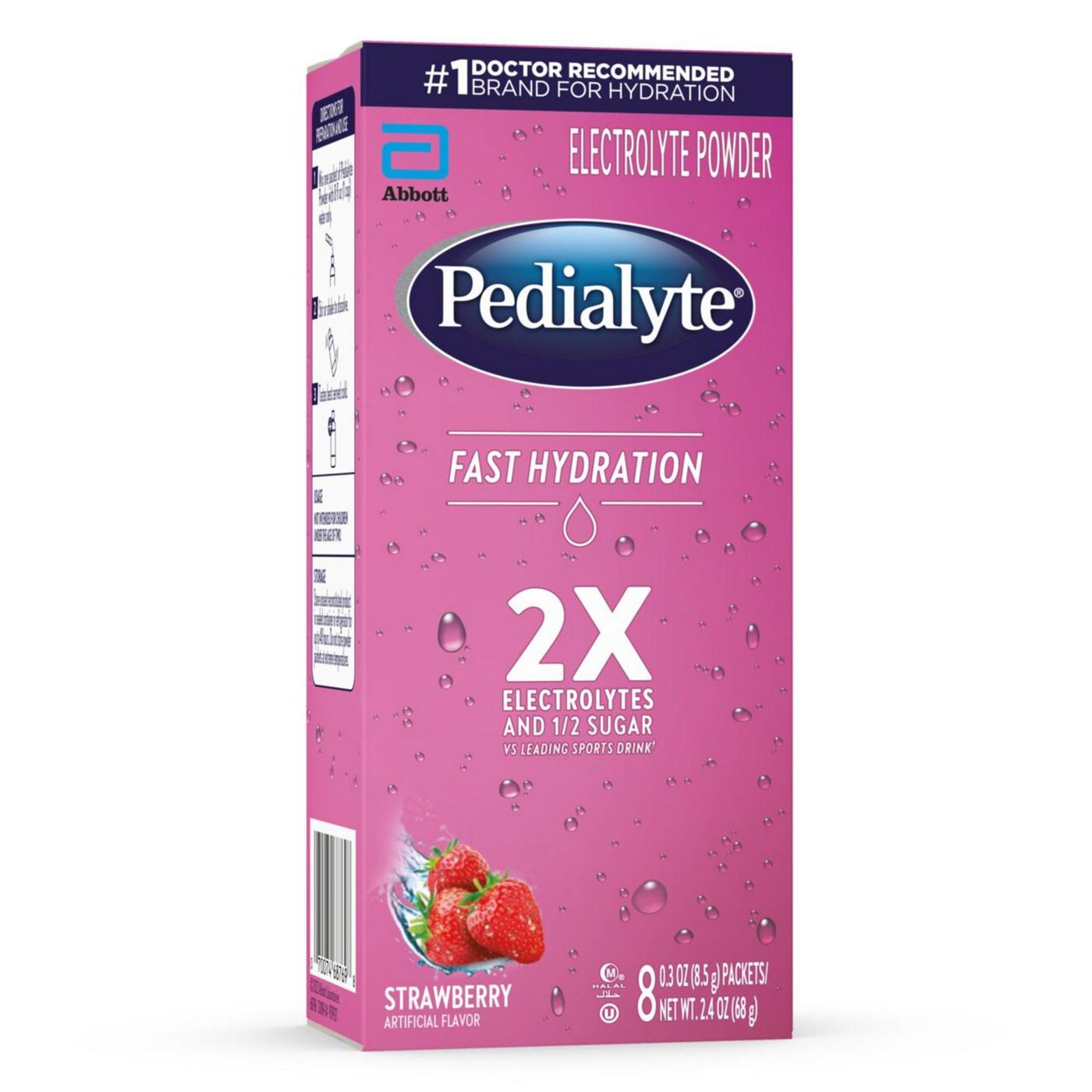 Pedialyte Fast Hydration Electrolyte Packets Strawberry Shop Mixes