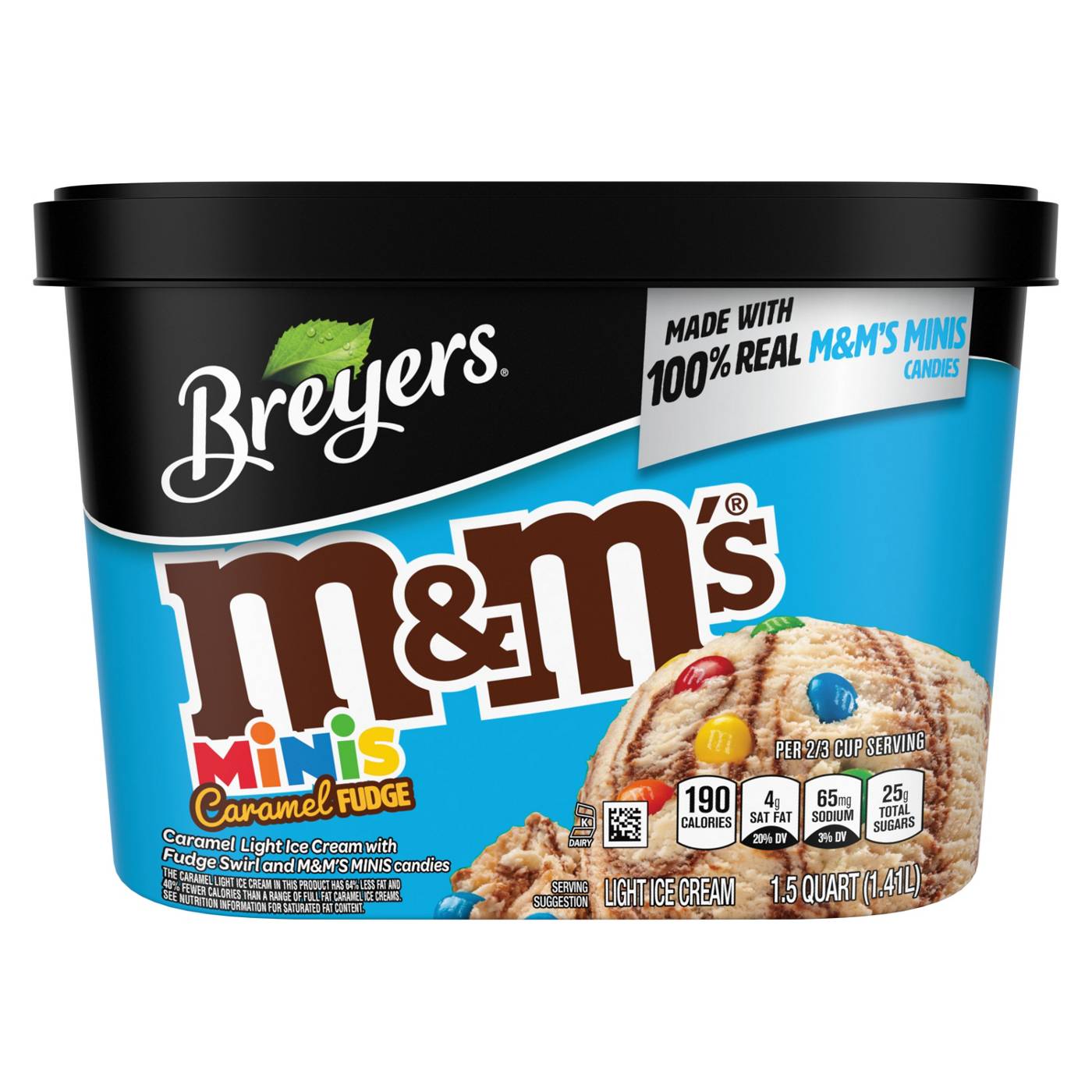 Breyers M&M's Minis Caramel Fudge Light Ice Cream; image 1 of 8