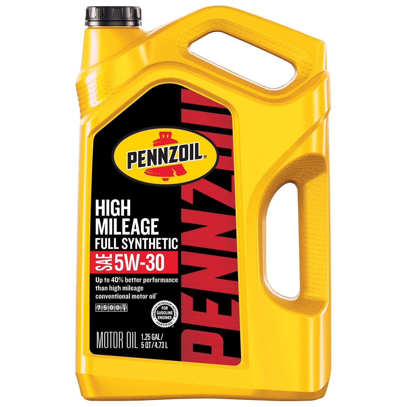 Pennzoil High Mileage Full Synthetic SAE 5W-30 Motor Oil; image 1 of 2