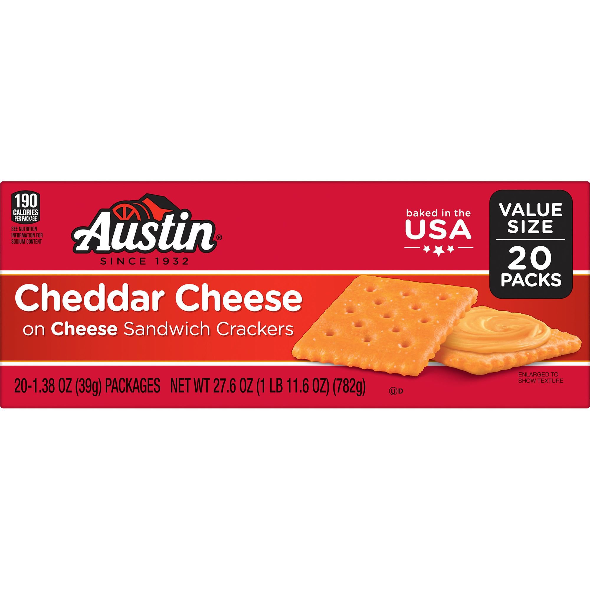 Austin Cheddar Cheese on Cheese Sandwich Crackers, 27.6 oz Shop