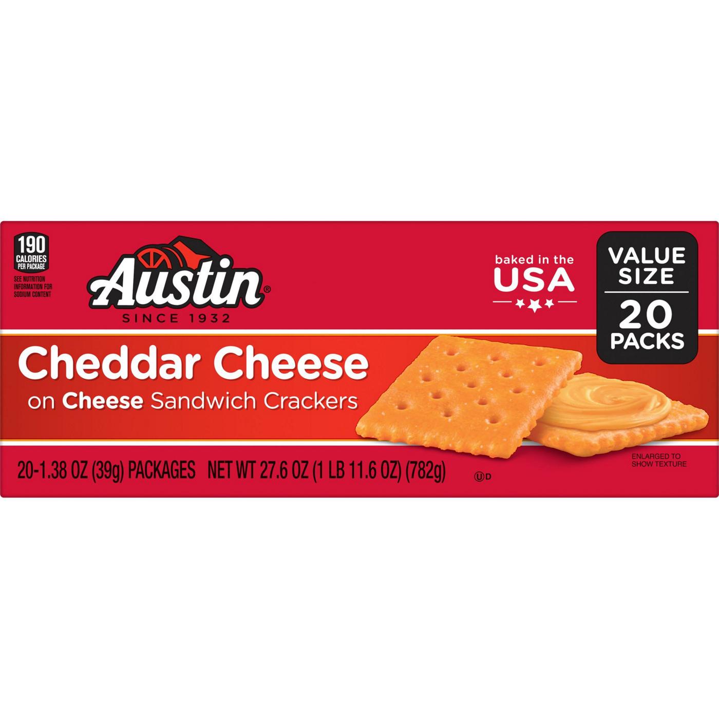 Austin Cheddar Cheese on Cheese Sandwich Crackers; image 1 of 3