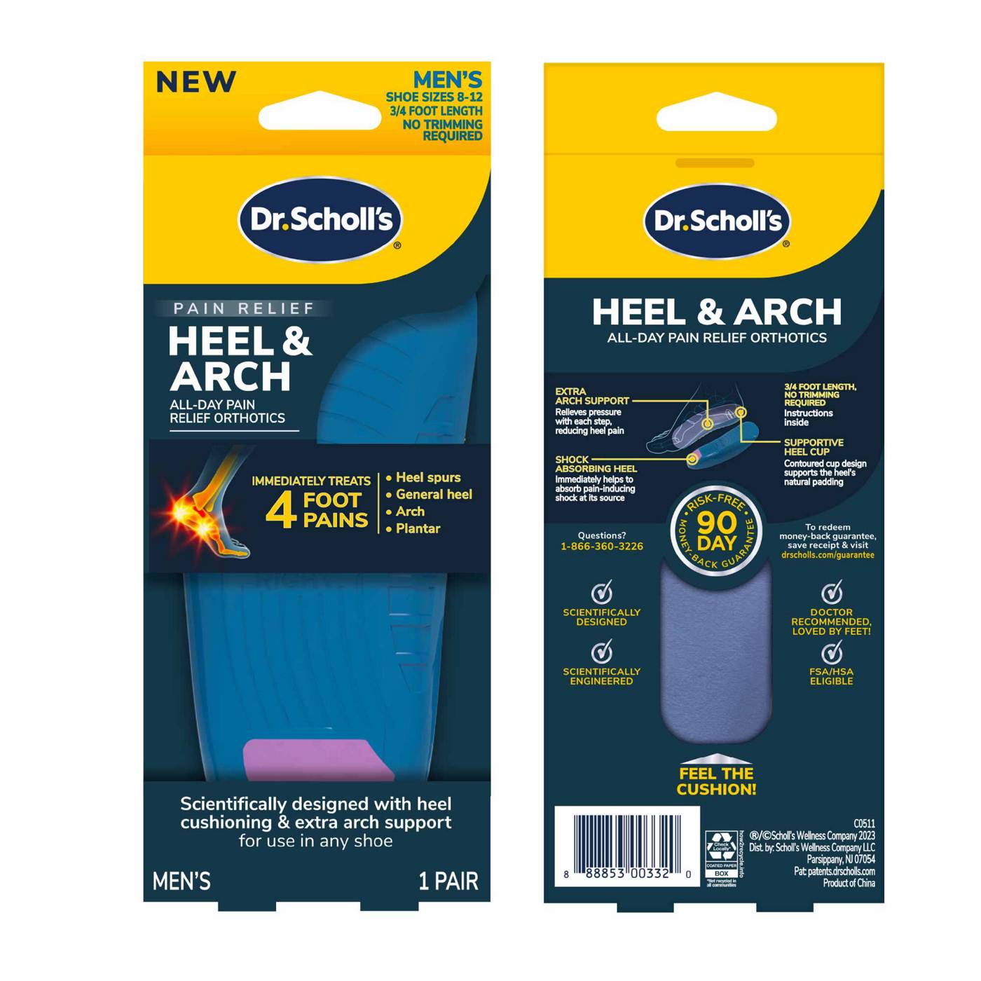 Dr. Scholl's Pain Relief Heel & Arch Insoles - Men's 8-12; image 3 of 8