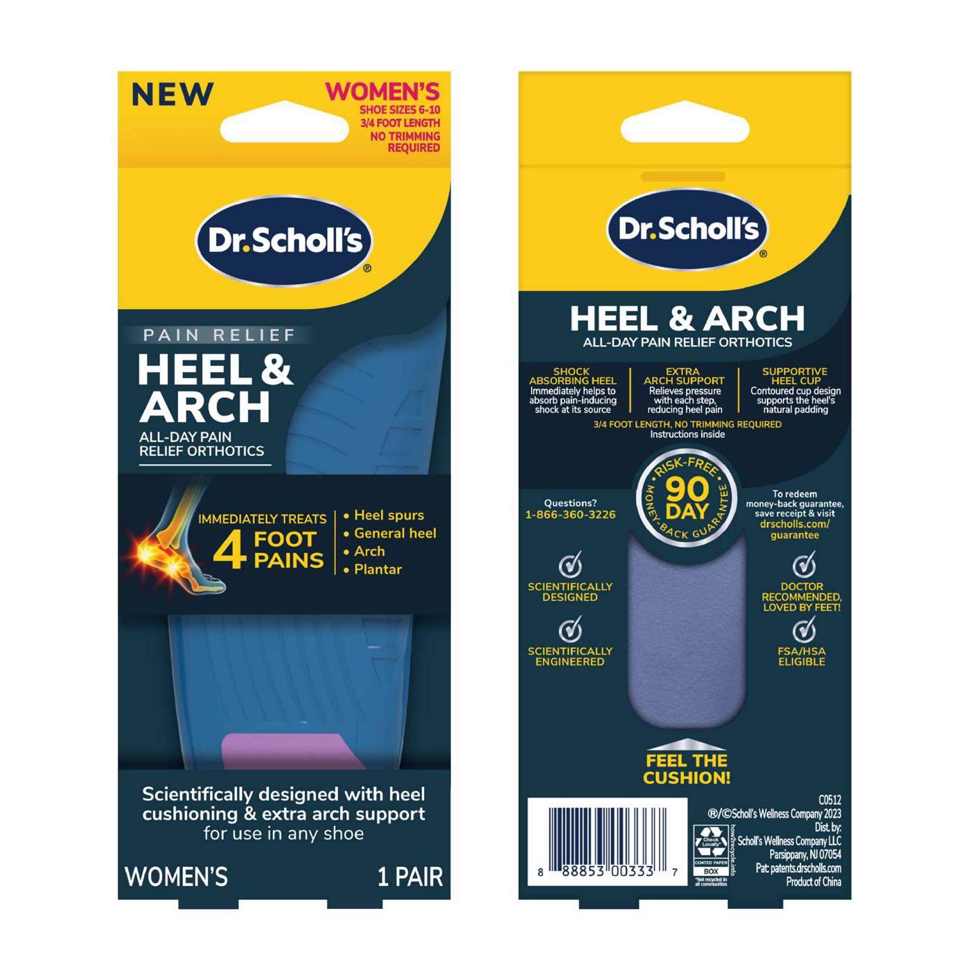 Dr. Scholl's Pain Relief Heel & Arch Women's 6-10 Insoles; image 8 of 9