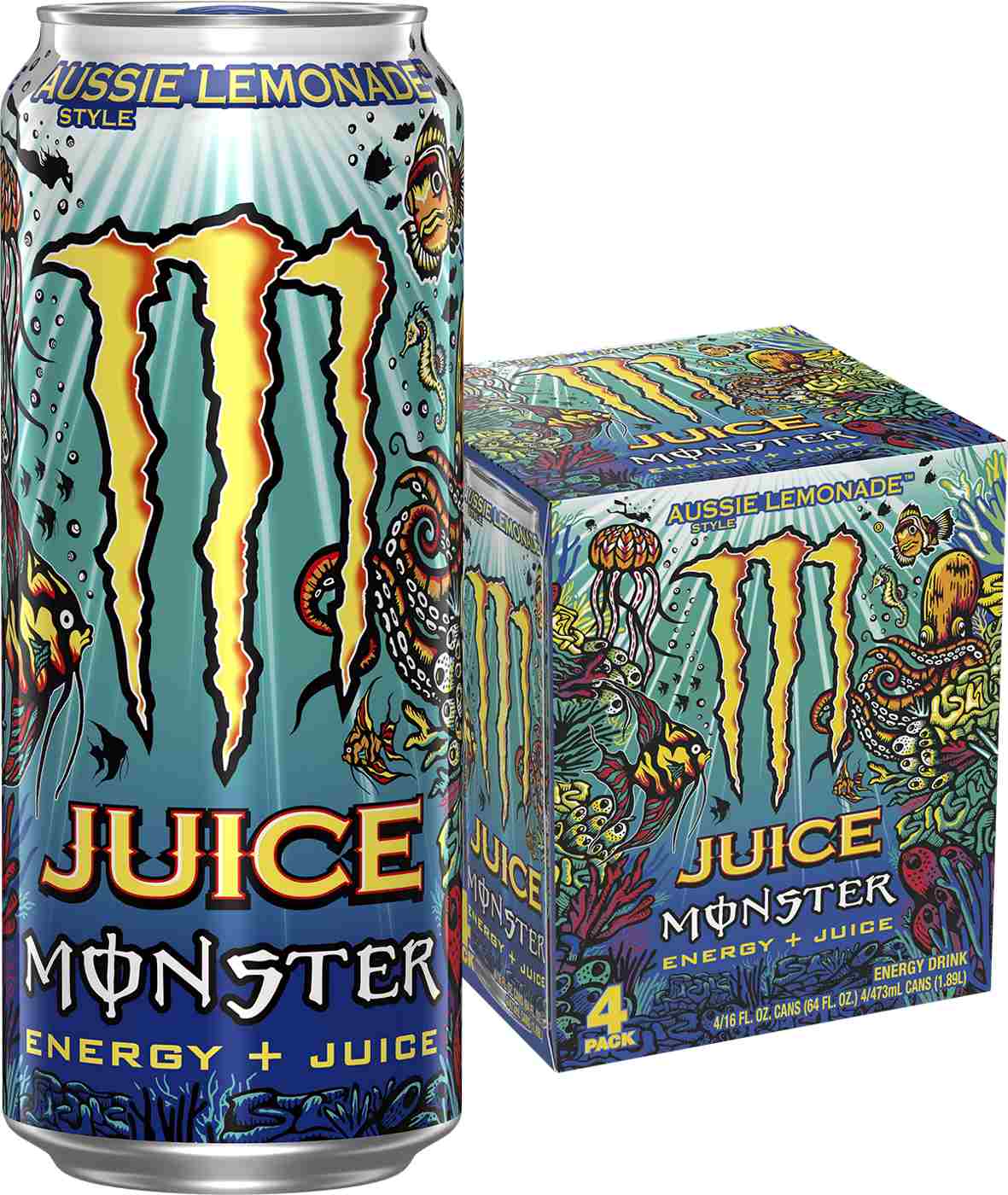 Monster Energy Juice Aussie Style Lemonade, Energy + Juice, 16oz (Pack of  24)