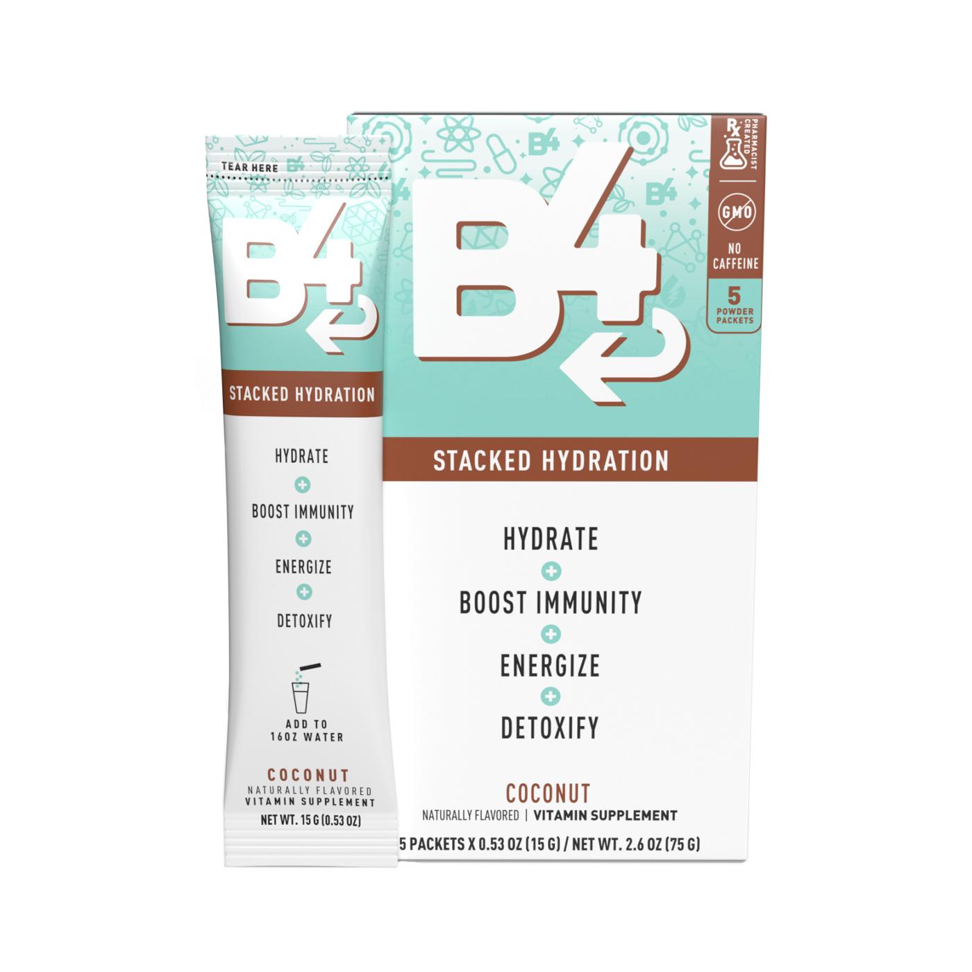 B4 Stacked Hydration Powder Packets - Coconut; image 2 of 3