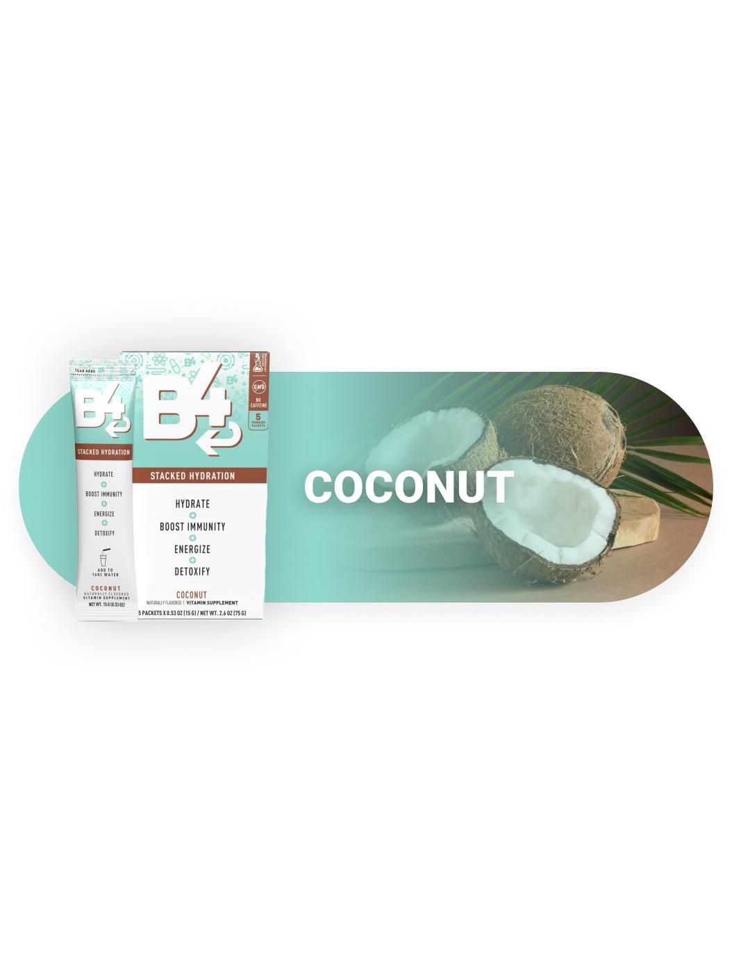 B4 Stacked Hydration Powder Packets - Coconut; image 3 of 3