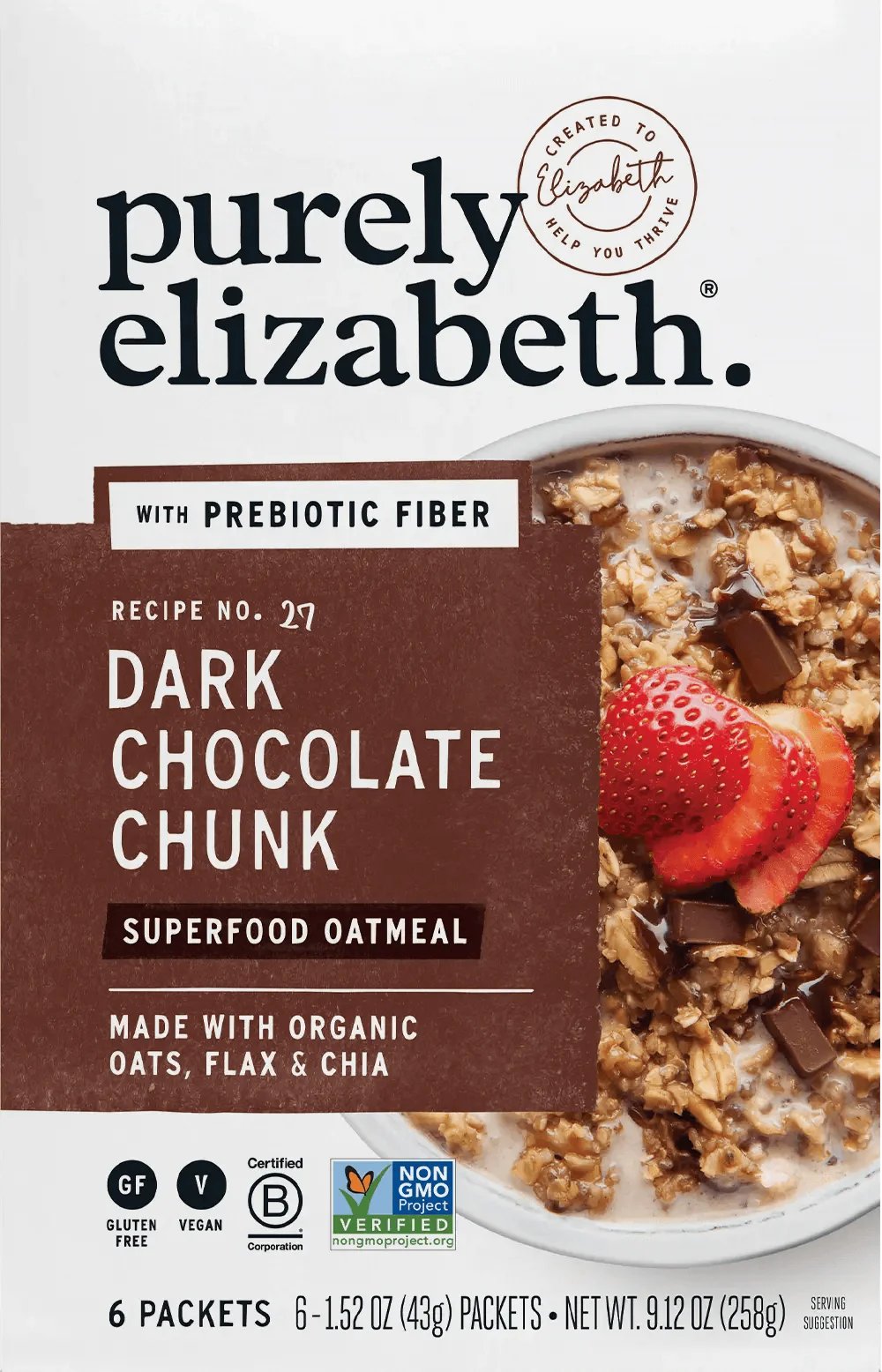 Purely Elizabeth Dark Chocolate Chunk Oatmeal, 6 ct | Central Market ...
