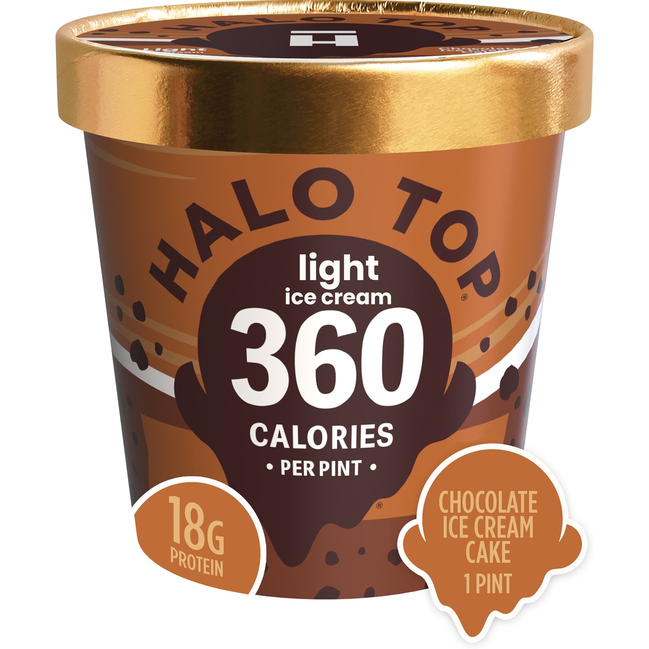 Halo Top 18g Protein Light Ice Cream - Chocolate Ice Cream Cake, 1 pt