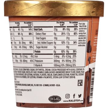 Halo Top 18g Protein Light Ice Cream - Chocolate Ice Cream Cake