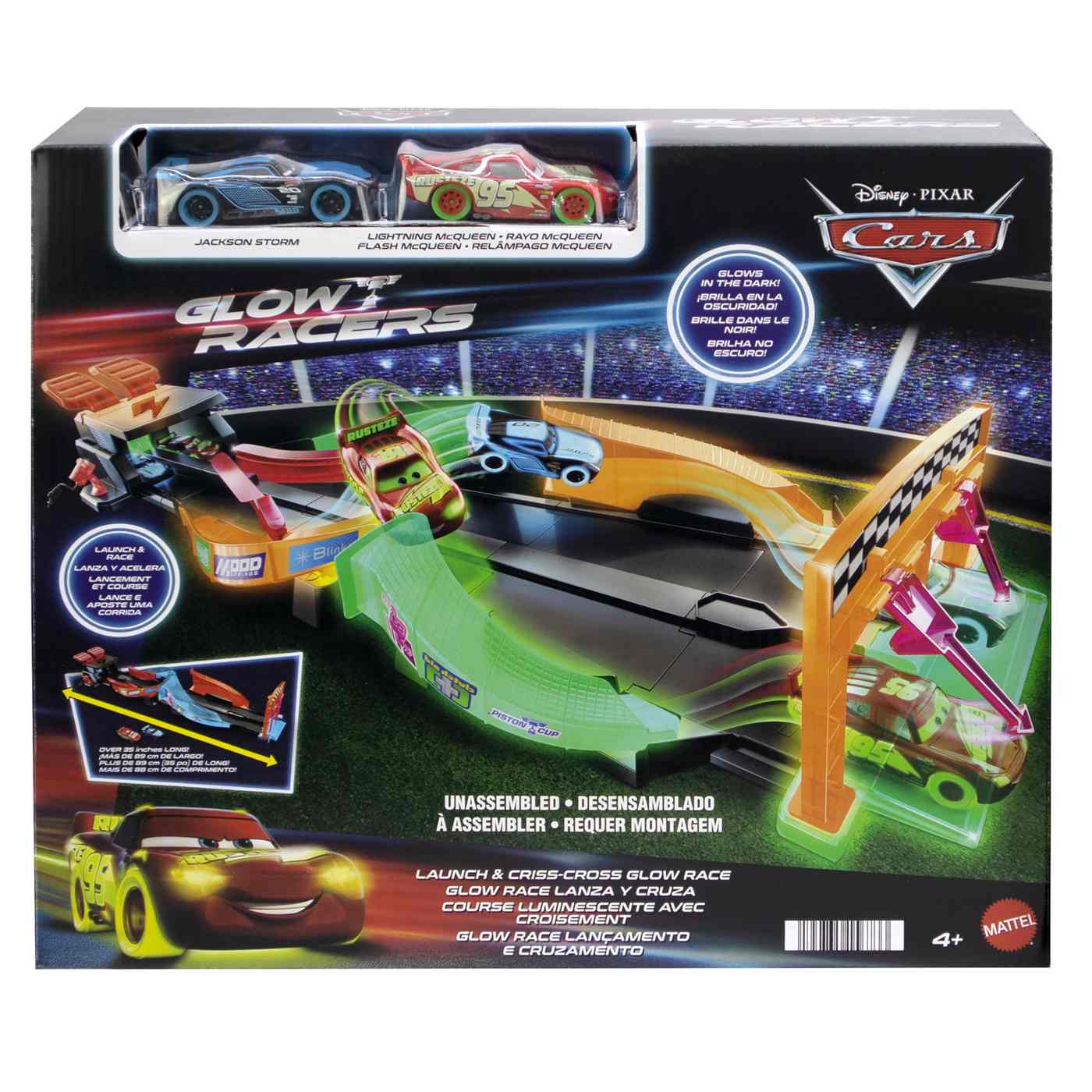 Mattel Disney s Pixar Cars Launch Criss Cross Glow Racers Set Shop Playsets at H E B