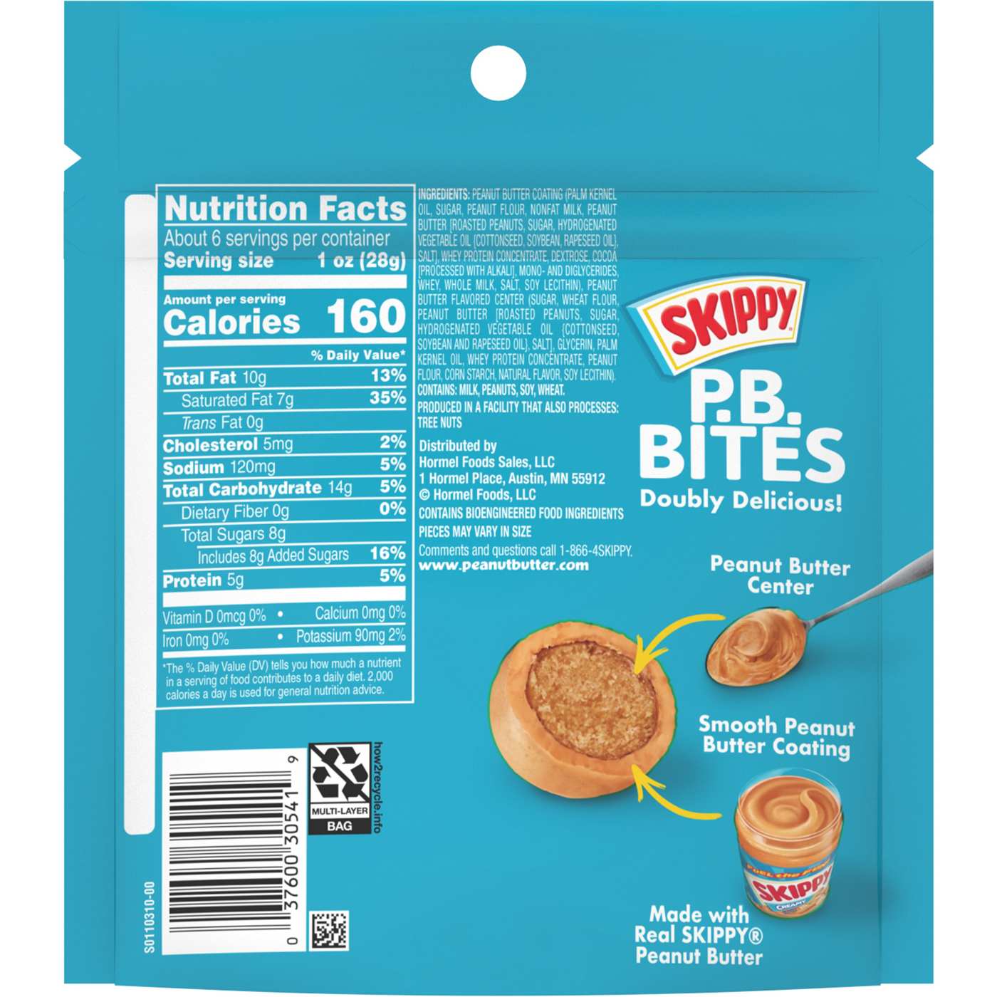 Skippy Double Peanut Butter Bites Pouch; image 2 of 4