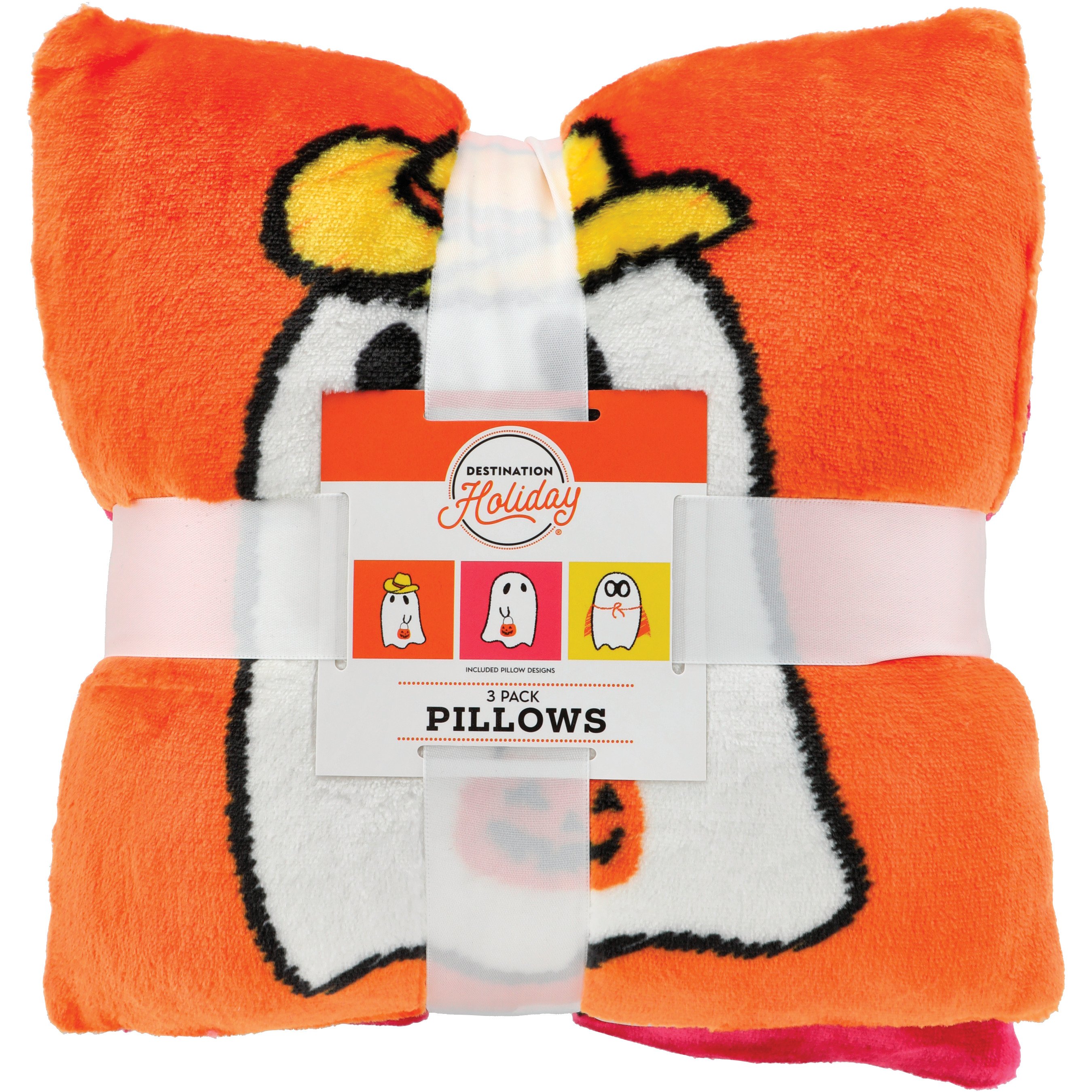 Destination Holiday Ghost Costumes Plush Halloween Throw Pillows, 3 Pk