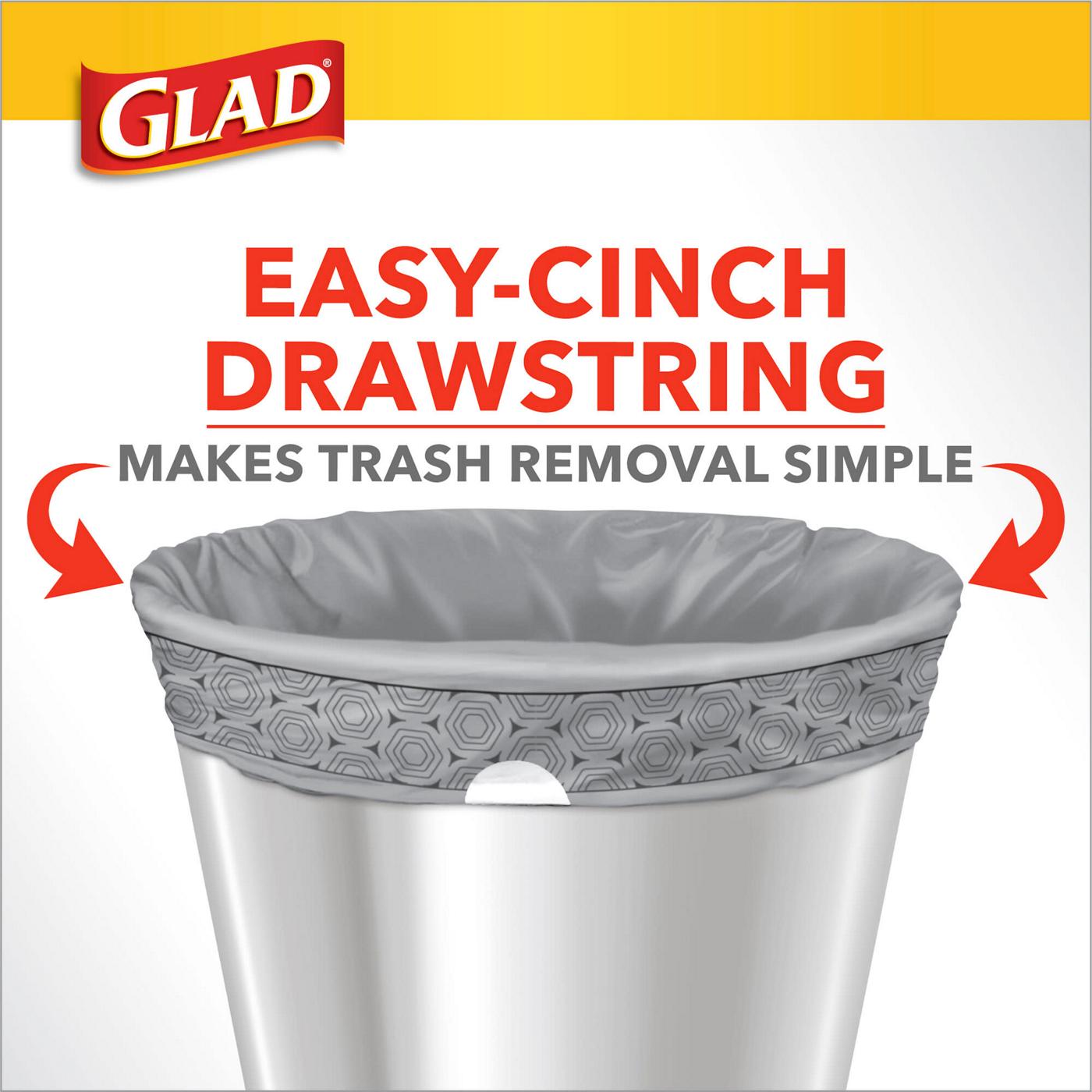 Glad Small Drawstring Trash Bags with Clorox - 4 Gallon, Grey, Lemon Fresh  Bleach Scent, 34 ct