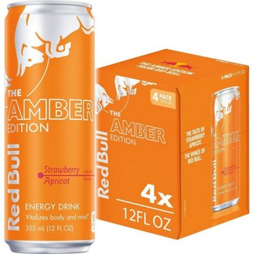 Red Bull Amber Edition Strawberry Apricot Energy Drink 4 pk Cans