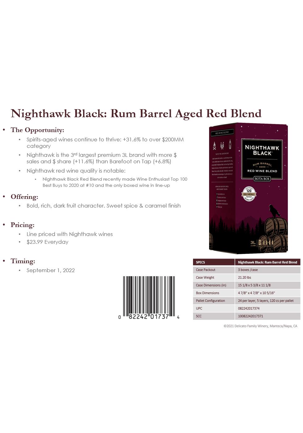 Bota Box Nighthawk Black Rum Barrel Aged Red Wine Blend; image 2 of 2