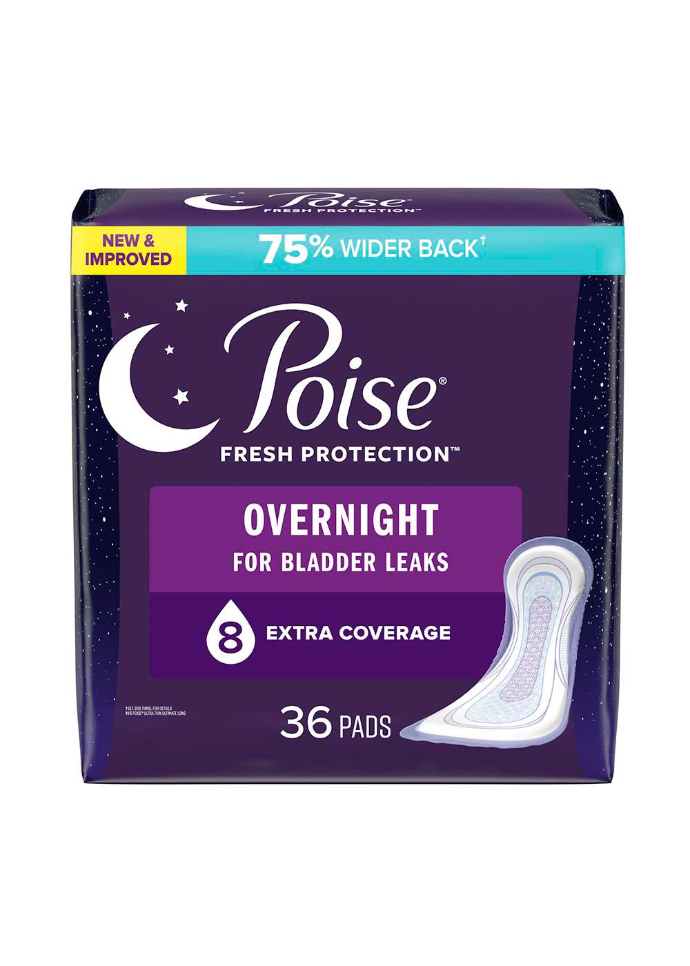 Poise Extra-Coverage Incontinence & Postpartum Pads - 8 Drop Overnight; image 1 of 4