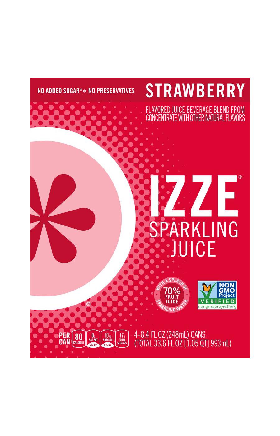 Izze Strawberry Sparkling Juice 8.4 oz Cans; image 1 of 3