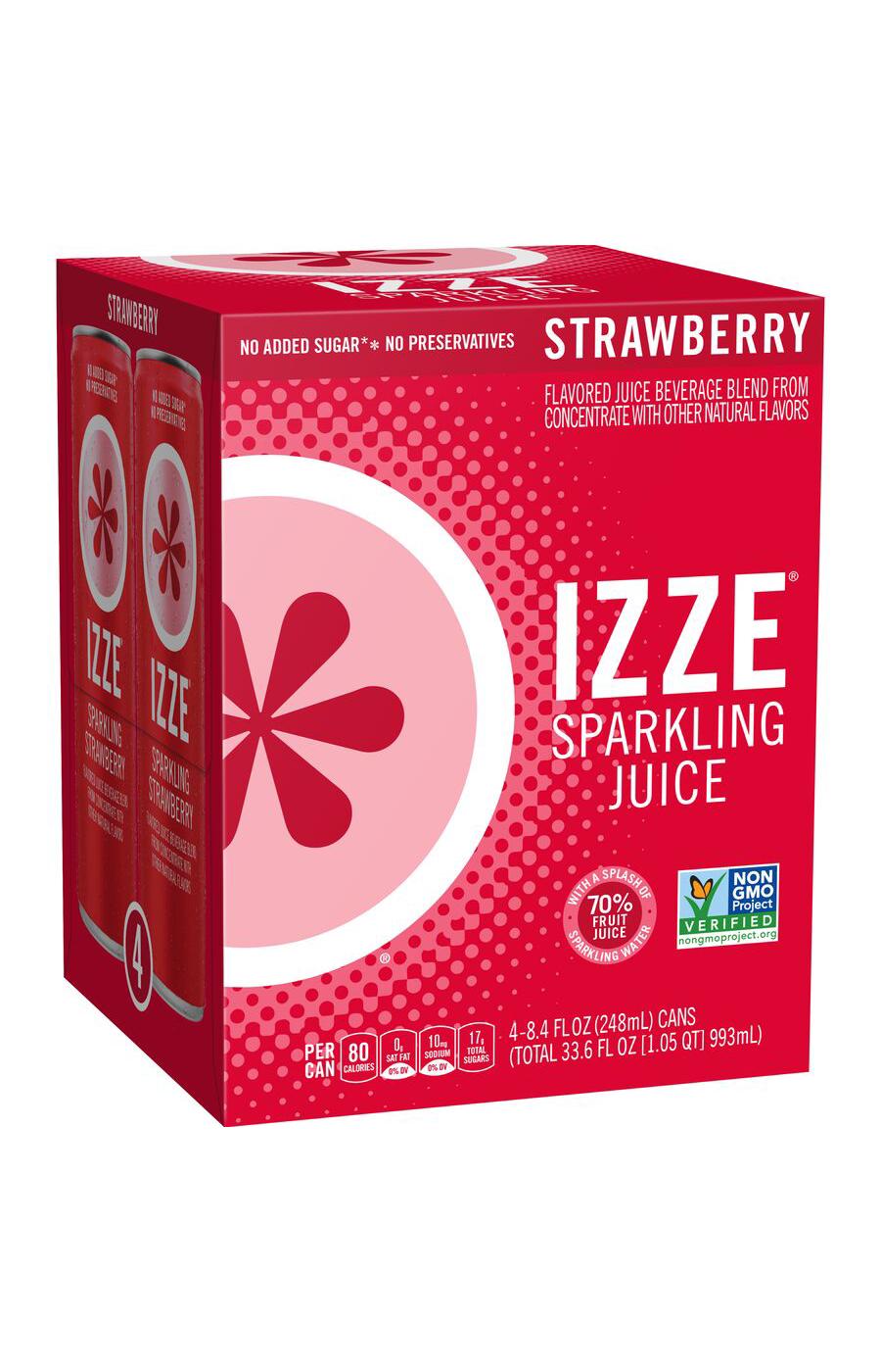 Izze Strawberry Sparkling Juice 8.4 oz Cans; image 3 of 3