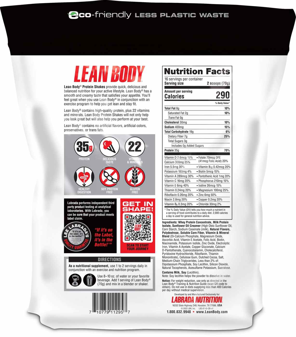 Labrada Lean Body Protein Shake - Cinnamon Bun; image 2 of 2