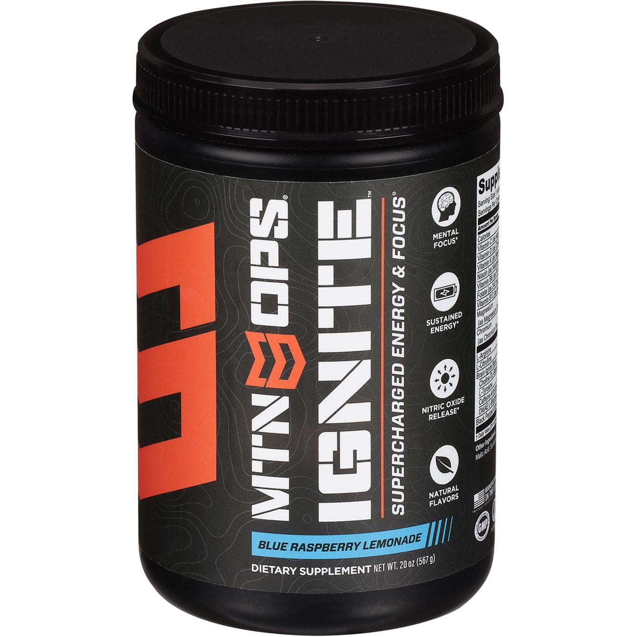 MTN OPS Ignite Energy Drink Mix - Blue Raspberry Lemonade, 20 oz