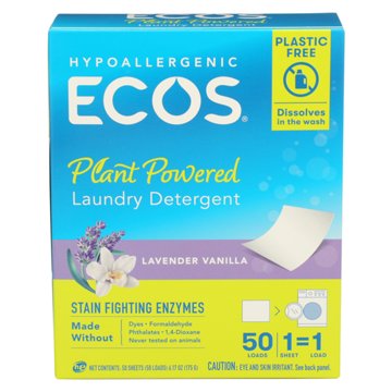 ECOS Laundry Detergent Sheets 50 Loads - Lavender Vanilla, 50 ct