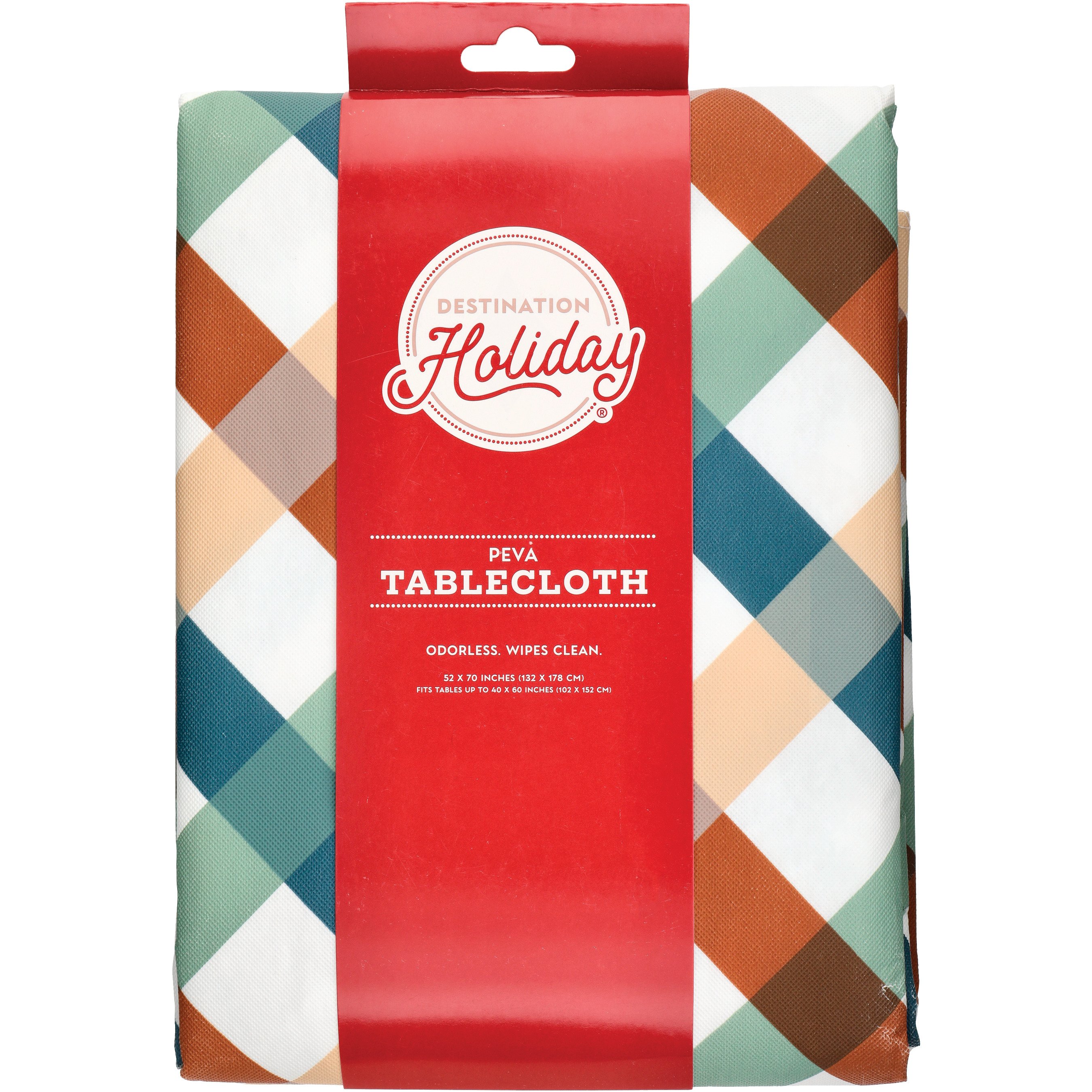 Destination Holiday Festive Plaid Reusable Fall Rectangle Tablecloth ...