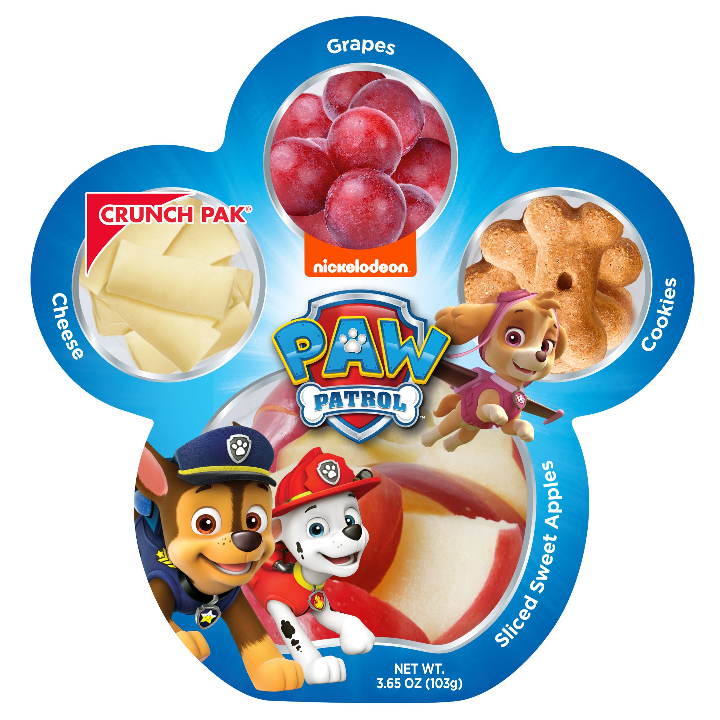 Crunch Pak Nickelodeon Paw Patrol Snack Pack - Apples, Cookies, Cheese & Grapes - Trays at H-E-B