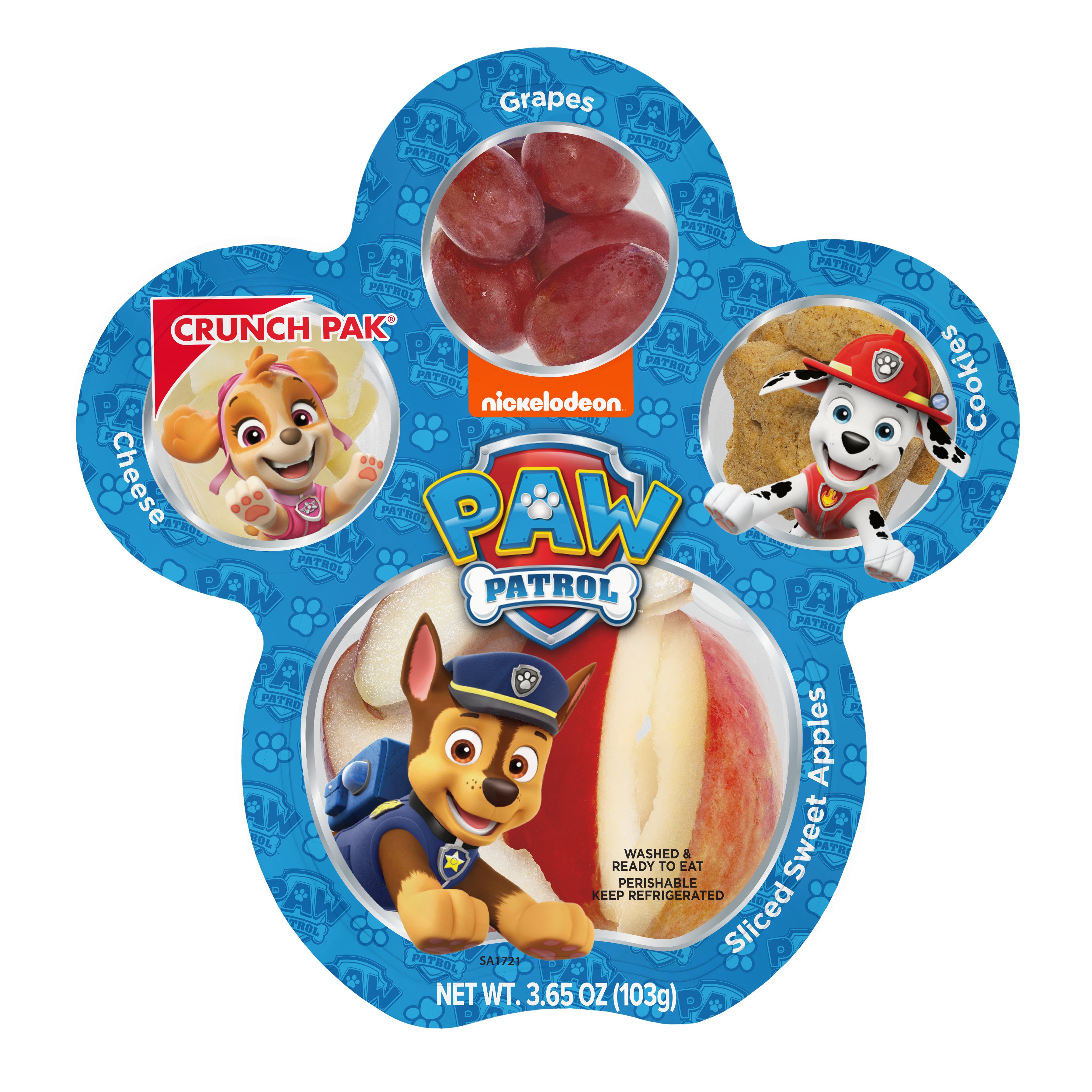 Crunch Pak Nickelodeon Paw Patrol Snack Pack - Apples, Cookies, Cheese & Grapes - Trays at H-E-B