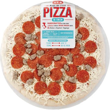 H-E-B Fresh Made in Store Sausage & Pepperoni Pizza, 16"