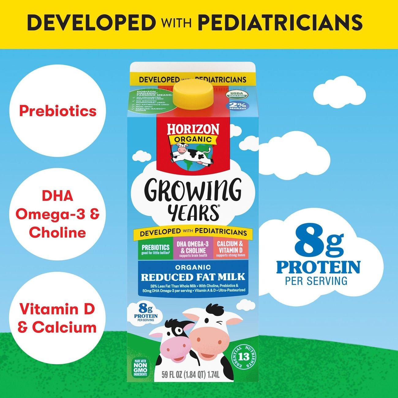 Horizon Organic Growing Years 2% Reduced Fat Prebiotics DHA 