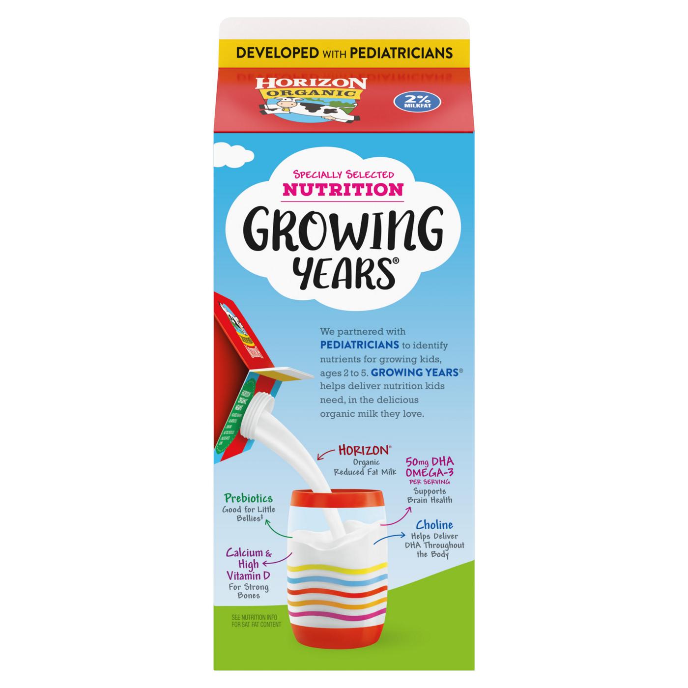 Horizon Organic Growing Years 2% Reduced Fat Prebiotics DHA Choline Milk; image 4 of 6