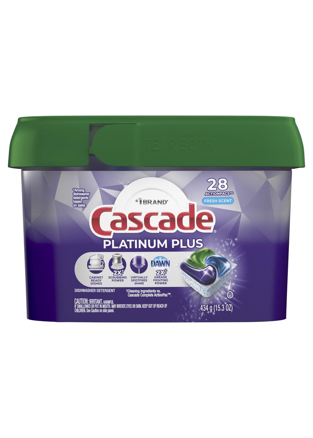 Cascade Platinum Plus Fresh Scent Dishwasher Detergent ActionPacs; image 1 of 5