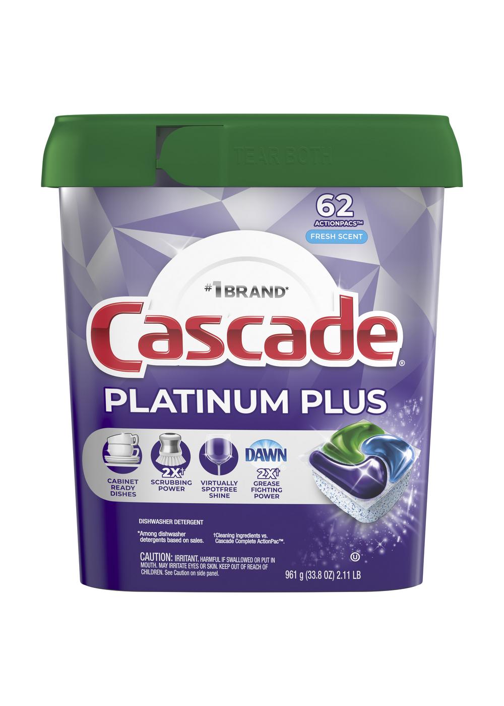 Cascade Platinum Plus Dishwasher Pods, Fresh Scent; image 1 of 11