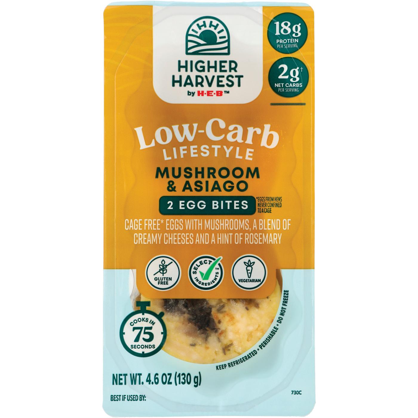 Higher Harvest by H-E-B Low-Carb Lifestyle Egg Bites – Mushroom & Asiago Cheese; image 1 of 2