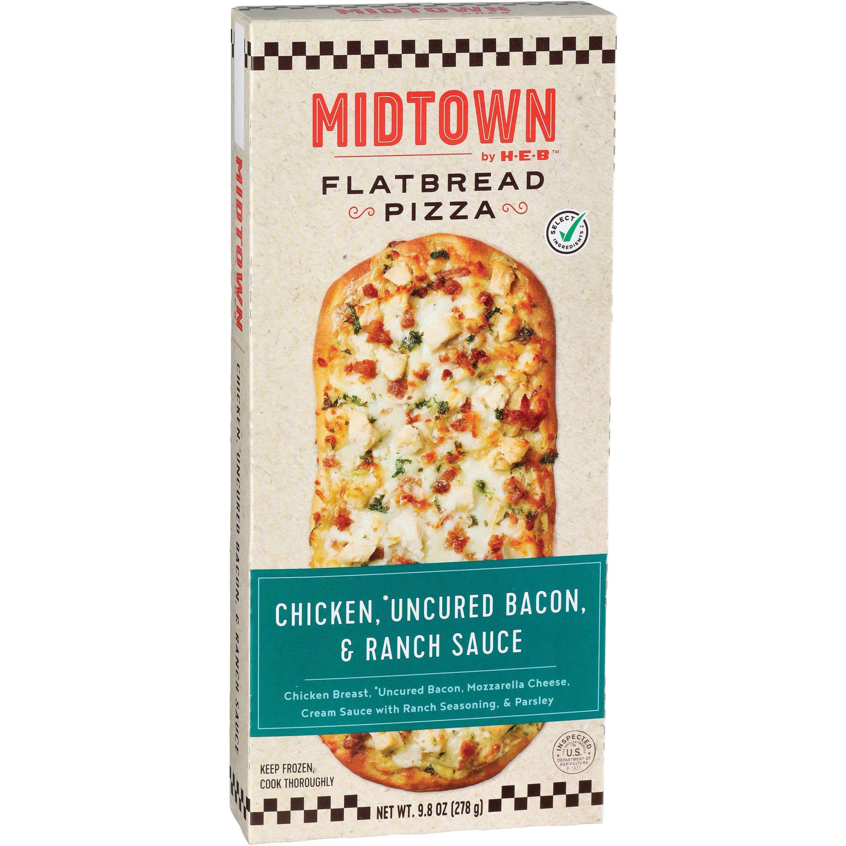 Midtown by H-E-B Frozen Flatbread Pizza - Chicken Bacon Ranch, 9.8 oz