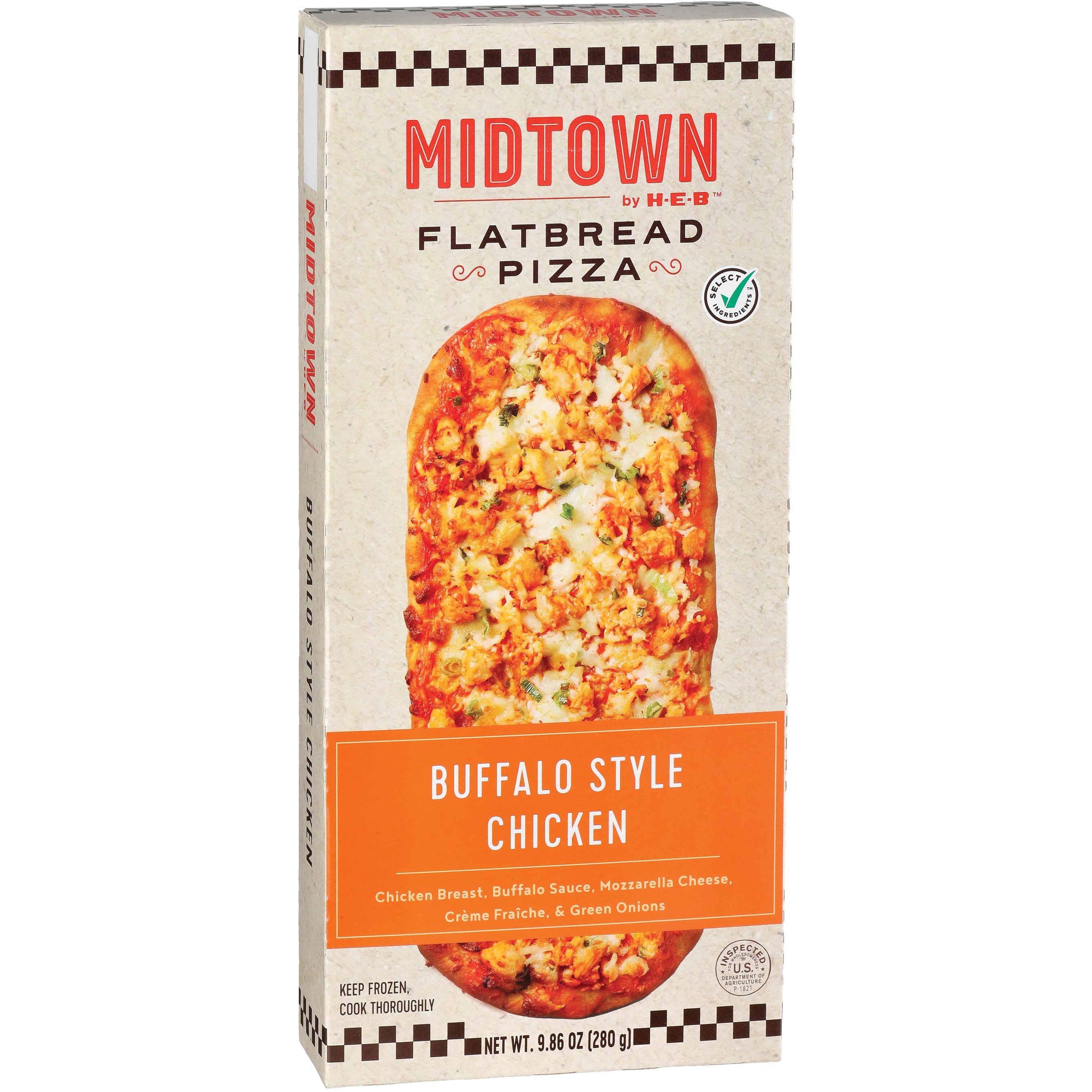 Midtown by H-E-B Frozen Flatbread Pizza - Buffalo Chicken, 9.86 oz