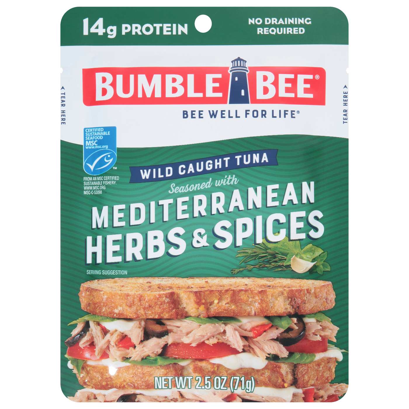 Bumble Bee Wild Caught Tuna Pouch - Mediterranean Herbs & Spice; image 1 of 2