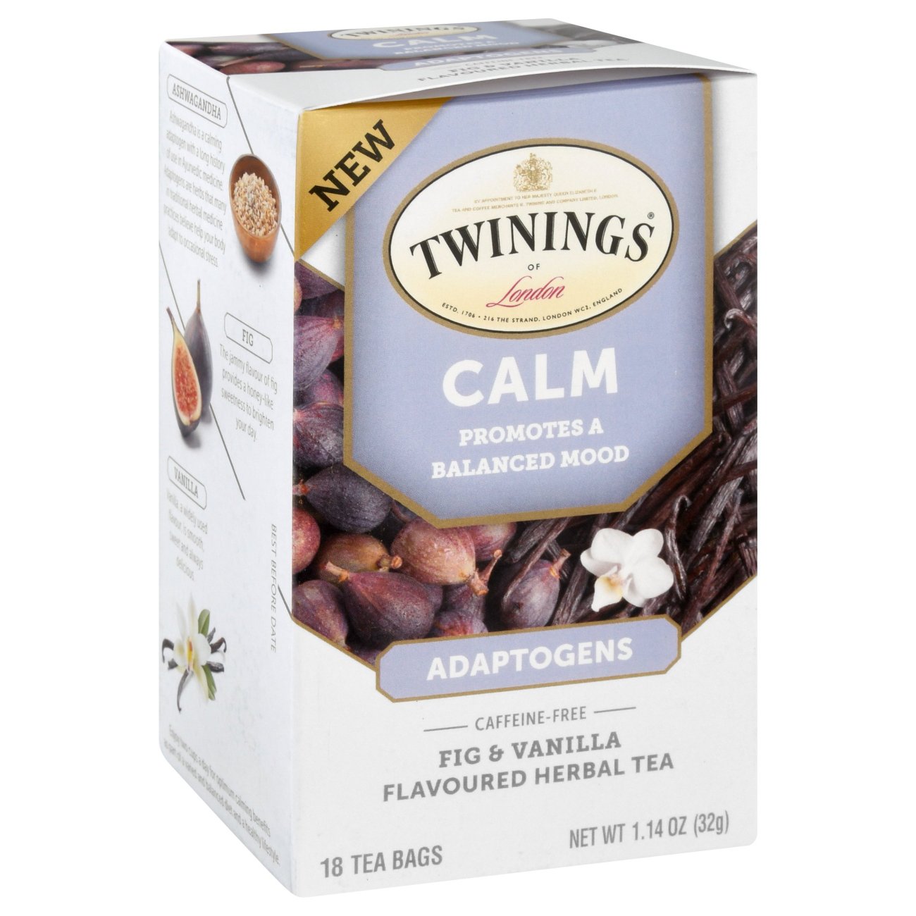 Twinings Calm Adaptogens Fig & Vanilla Herbal Tea, 18 ct