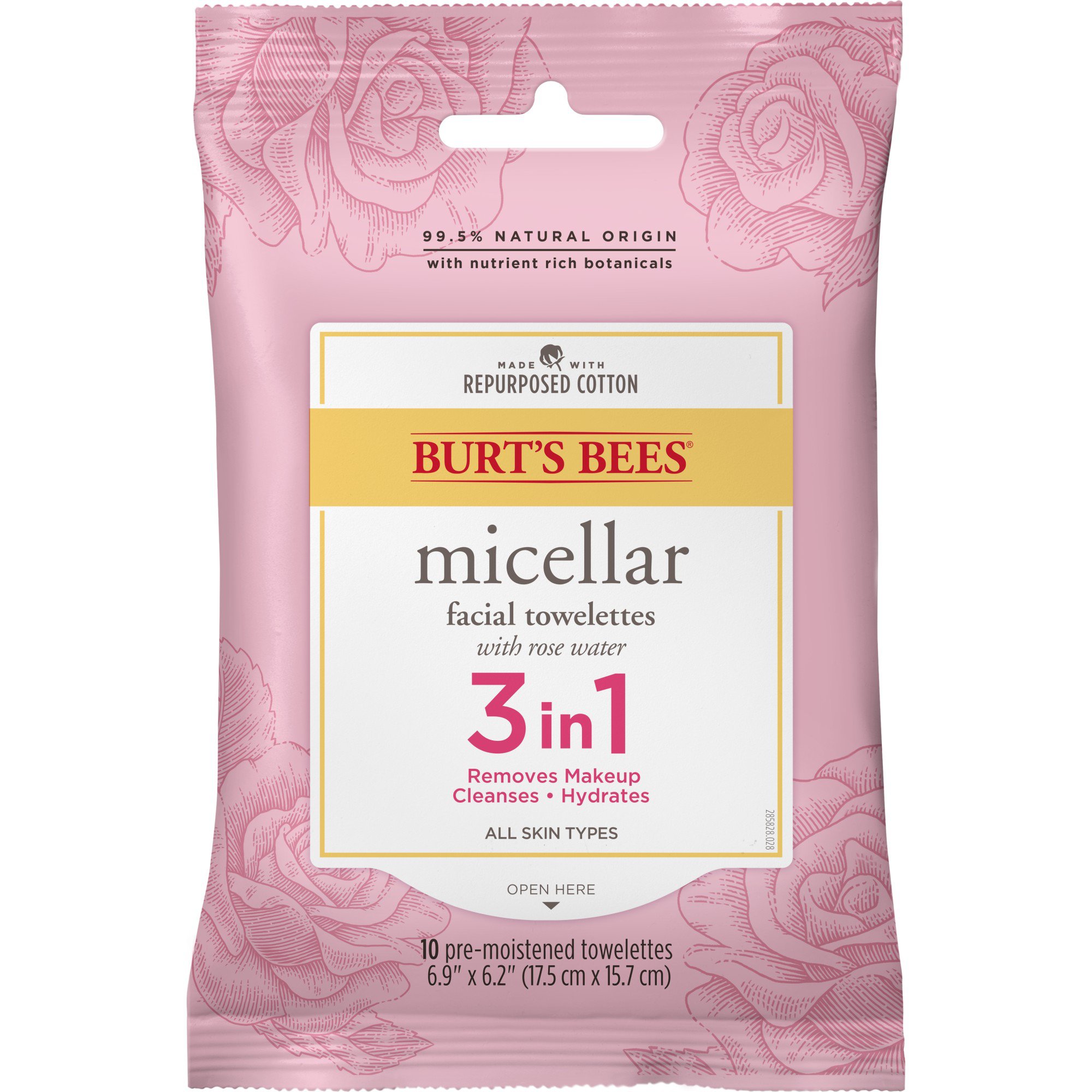 Burt's Bees Micellar 3in1 Facial Towelettes Rose Water Shop