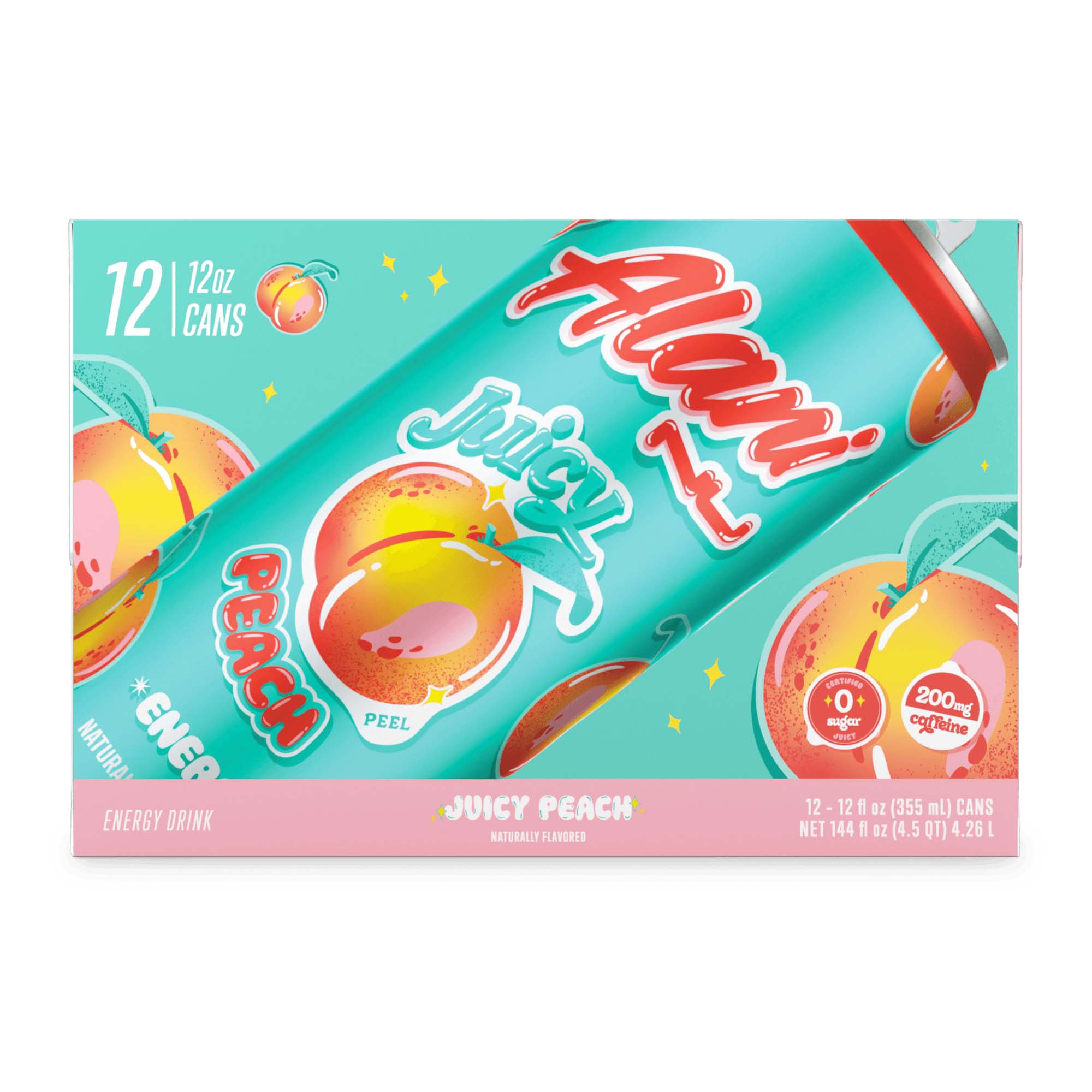 Alani Nu Zero Sugar Juicy Peach Energy Drink 12 oz Cans Shop at HEB