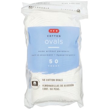 H-E-B Cotton Ovals, 50 ct