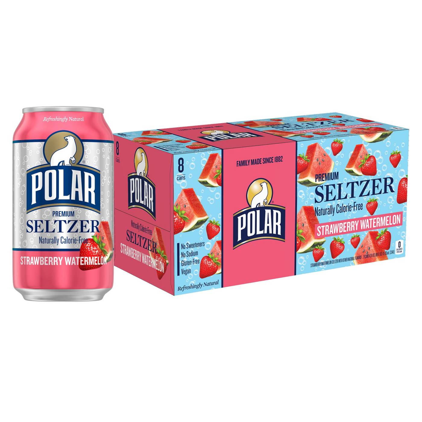 Polar Seltzer Water Strawberry Watermelon 12 oz Cans; image 1 of 4