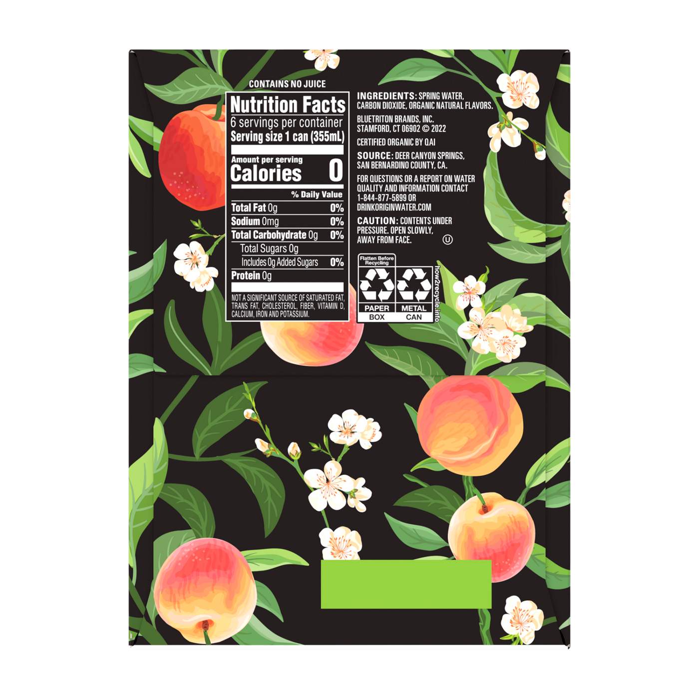Origin Sparkling Peach Spring Water 12 oz Cans; image 2 of 2