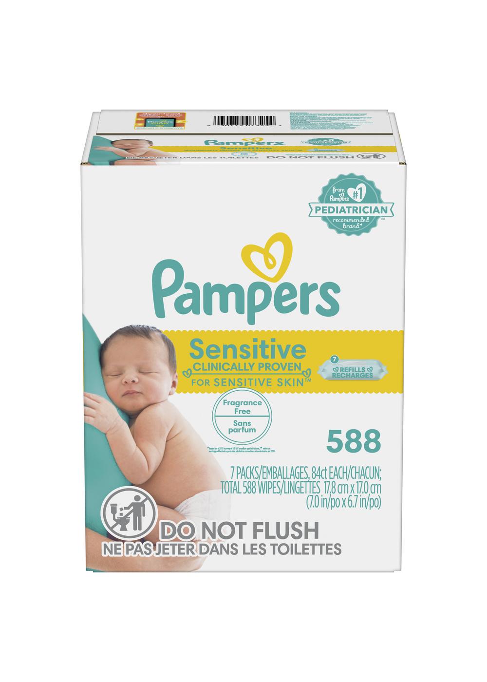 Pampers Sensitive Skin Baby Wipes Refills 7 Pk; image 1 of 10