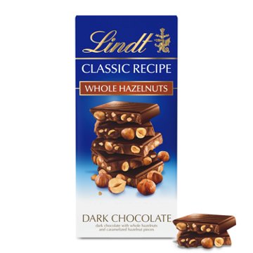 Lindt Classic Recipe Dark Chocolate Whole Hazelnut Candy Bar
